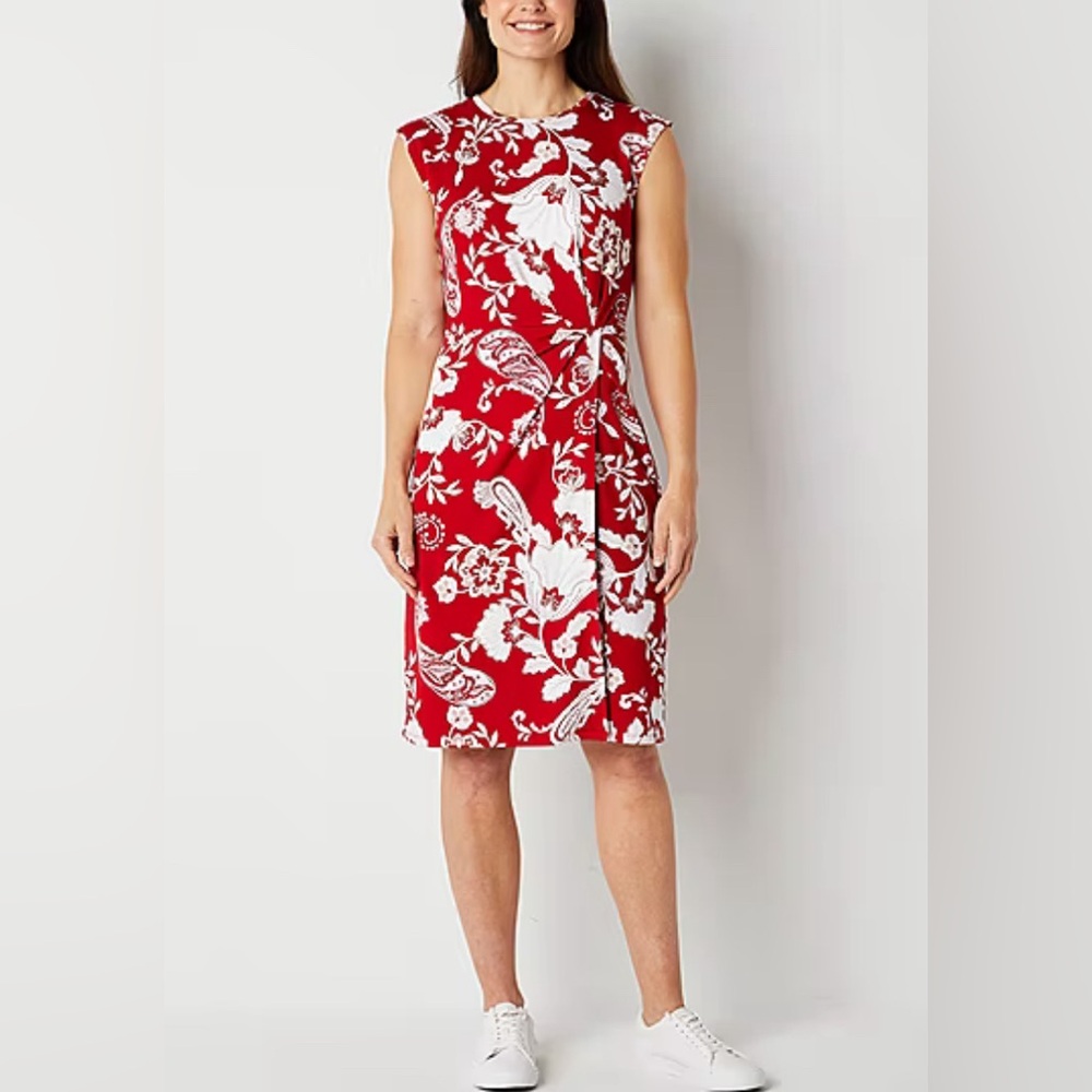 NWT Dress: Sleeveless Jersey, Midi Sheath, Twist at Waist, Petite L